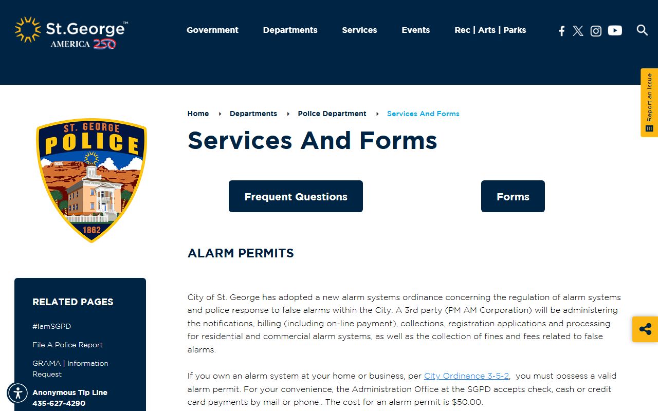 St. George Police Department sex offender registration services